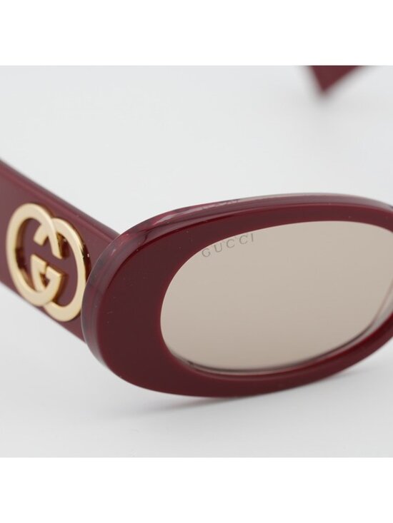 Gucci GG0517S 009 Sunglasses Burgundy Oval Frame, Brown with Mirror Lenses main image 9